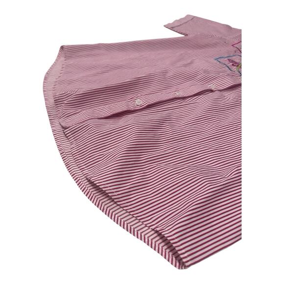 Vintage The Quacker Factory M Red White Stripe Dragonflies Short Sleeve Shirt - Picture 9 of 11